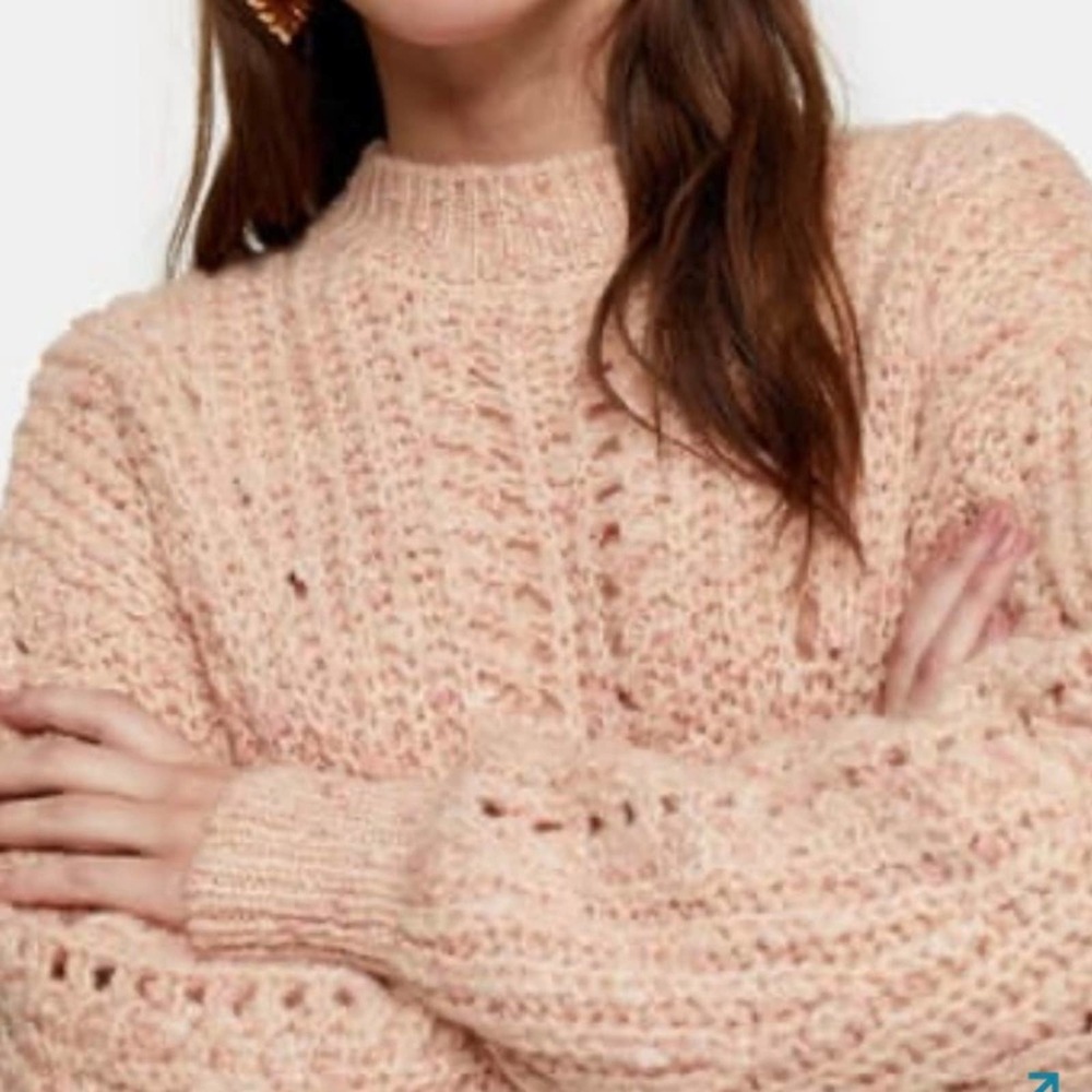 Topshop Mock Neck Pullover Airy Open Stitching - Picture 2 of 12